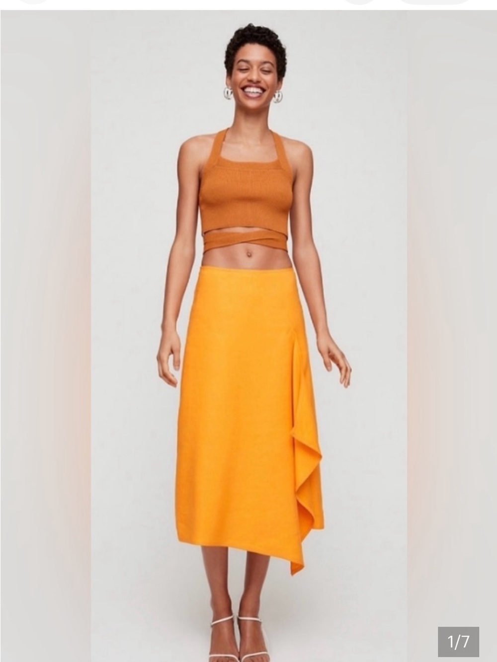 Wilfred Bright Orange Midi Skirt